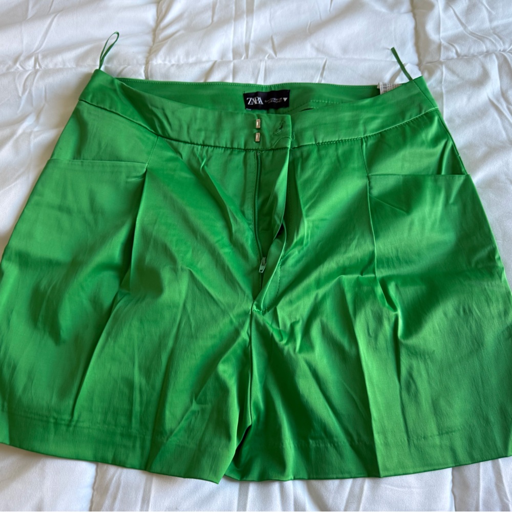 Zara Emerald Satin Mini Skirt